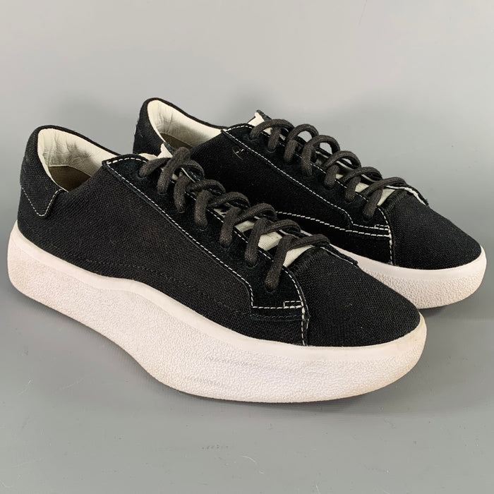 Y-3 Size 6 Black White Cotton Platform Sneakers