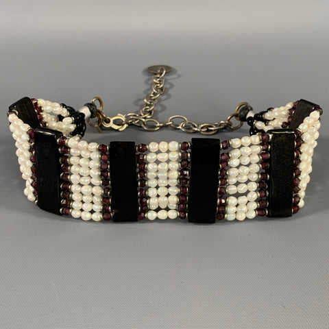 MASHA ARCHER White & Black Burgundy Necklace