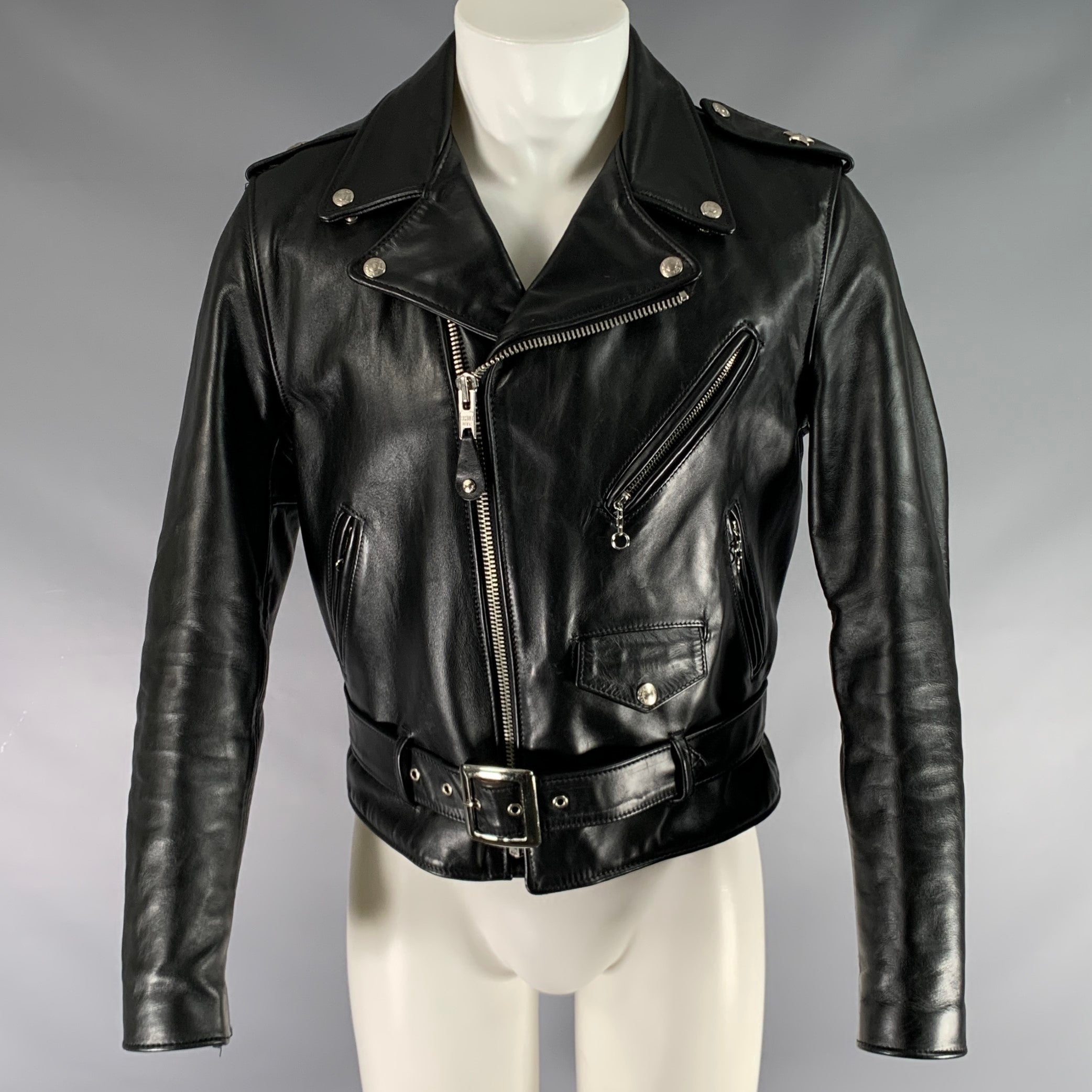 SCHOTT Size 38 Black Leather Motorcycle Jacket – Sui Generis 