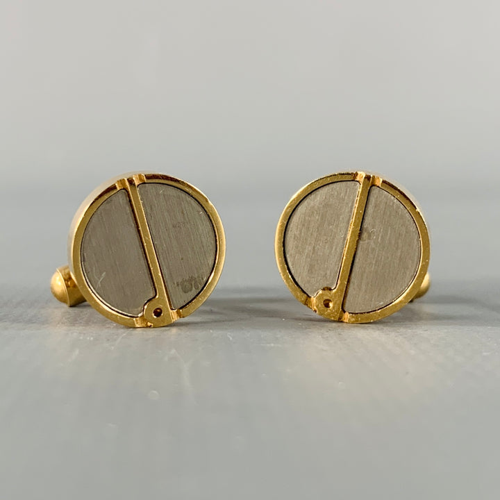 DUNHILL Gold Silver Metal Monogram Cuff Links