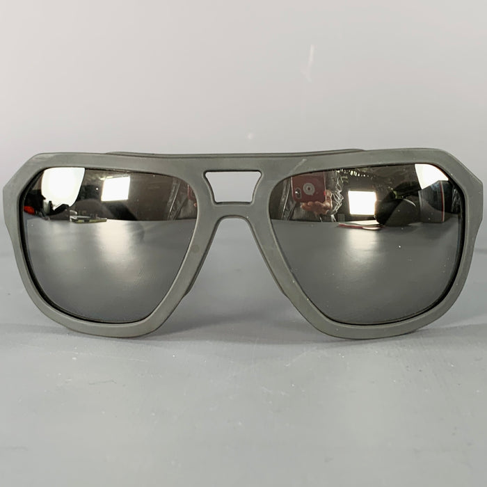 DOLCE & GABBANA Grey Charcoal Rubber Mirrored Lenses Aviator Sunglasses