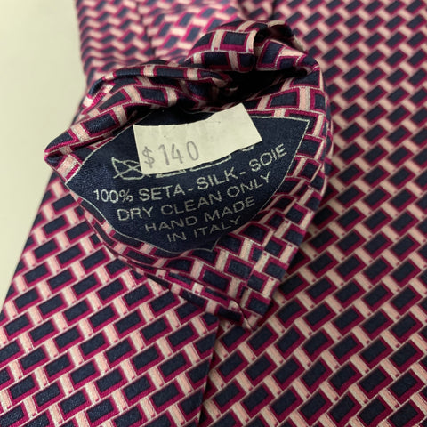 BRIONI Pink Fuchsia Rectangles Silk Tie