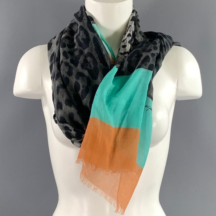 DOLCE & GABBANA Grey Multi-Color Animal Print Scarves