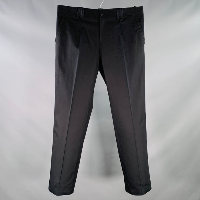 DOLCE & GABBANA Size 36 Black Cotton Twill Tapered Zip Fly Dress Pants