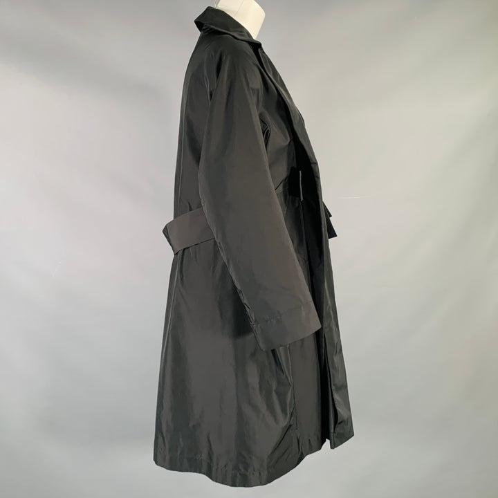 JIL SANDER Size 4 Black Polyester Silk Open Front Coat
