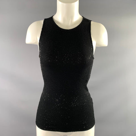 RALPH LAUREN Size S Black Viscose Blend Beaded Tank Dress Top