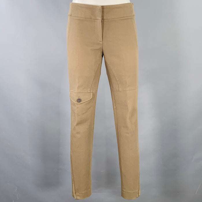 BRUNELLO CUCINELLI Size 4 Brown Cotton Blend Twill Flat Front Casual Pants