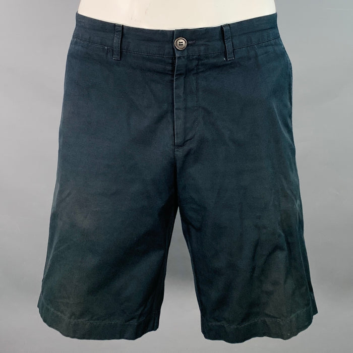 PRADA Size 36 Black Cotton Flat Front Zip Fly Shorts