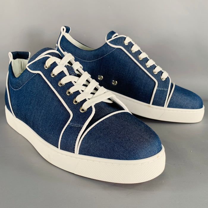 CHRISTIAN LOUBOUTIN Size 11 Blue White Denim Rubber Sole Sneakers