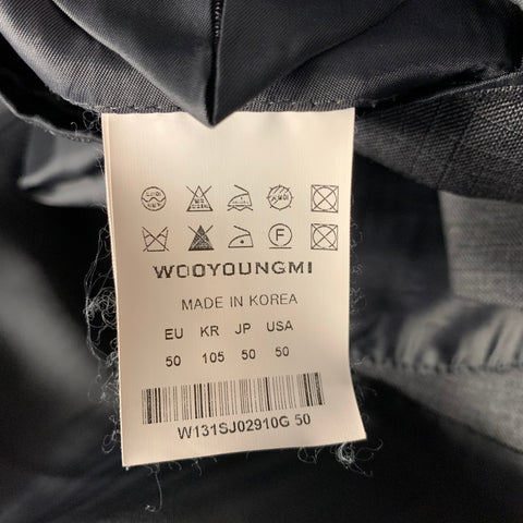 WOOYOUNGMI Chest Size 40 Grey Plaid Wool Notch Lapel 34 32 Suit