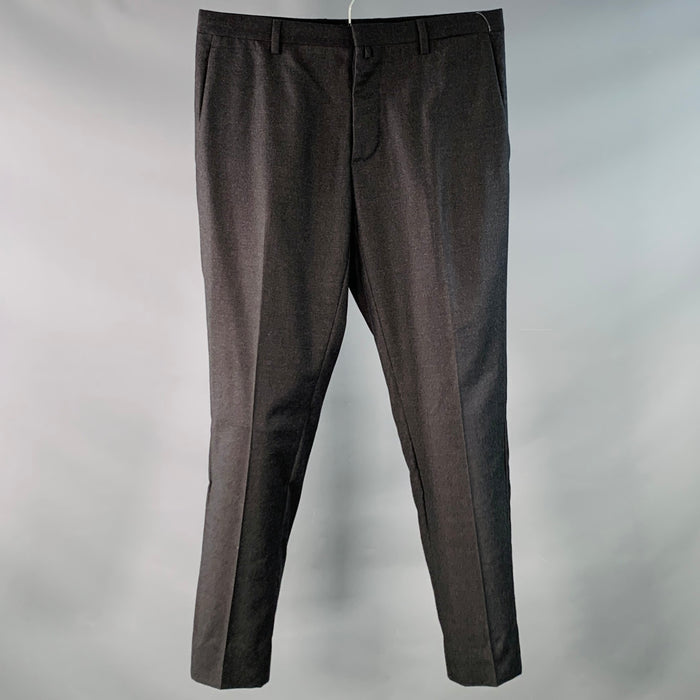 JIL SANDER Size 30 Grey Charcoal Twill Wool Tapered Dress Pants