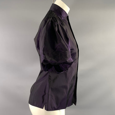 RALPH LAUREN Size 4 Purple Silk Button Up Blouse