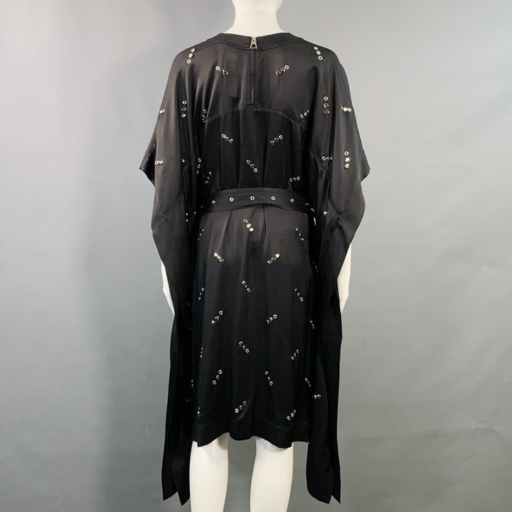 BURBERRY Size S Black Silk Studded Belted Cape Dress