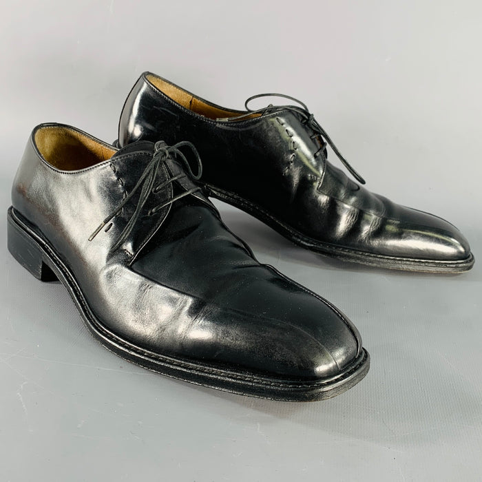 SALVATORE FERRAGAMO Size 9 Black Leather Derby Lace-Up Shoes