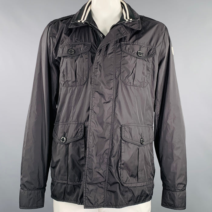 MONCLER Size XXXL Black White Polyamide Jacket