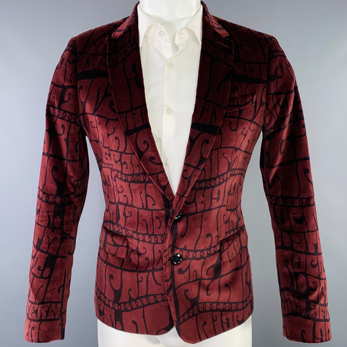 DRIES VAN NOTEN Size 38 Brown Black Abstract Cotton Sport Coat