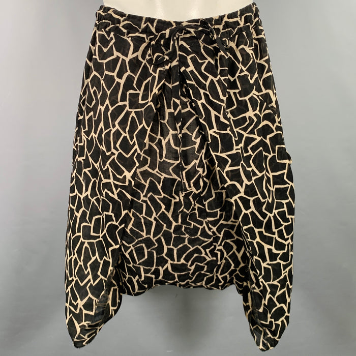 DAMIR DOMA Size XL Black Beige Abstract Virgin Wool Blend Drop Crotch Shorts
