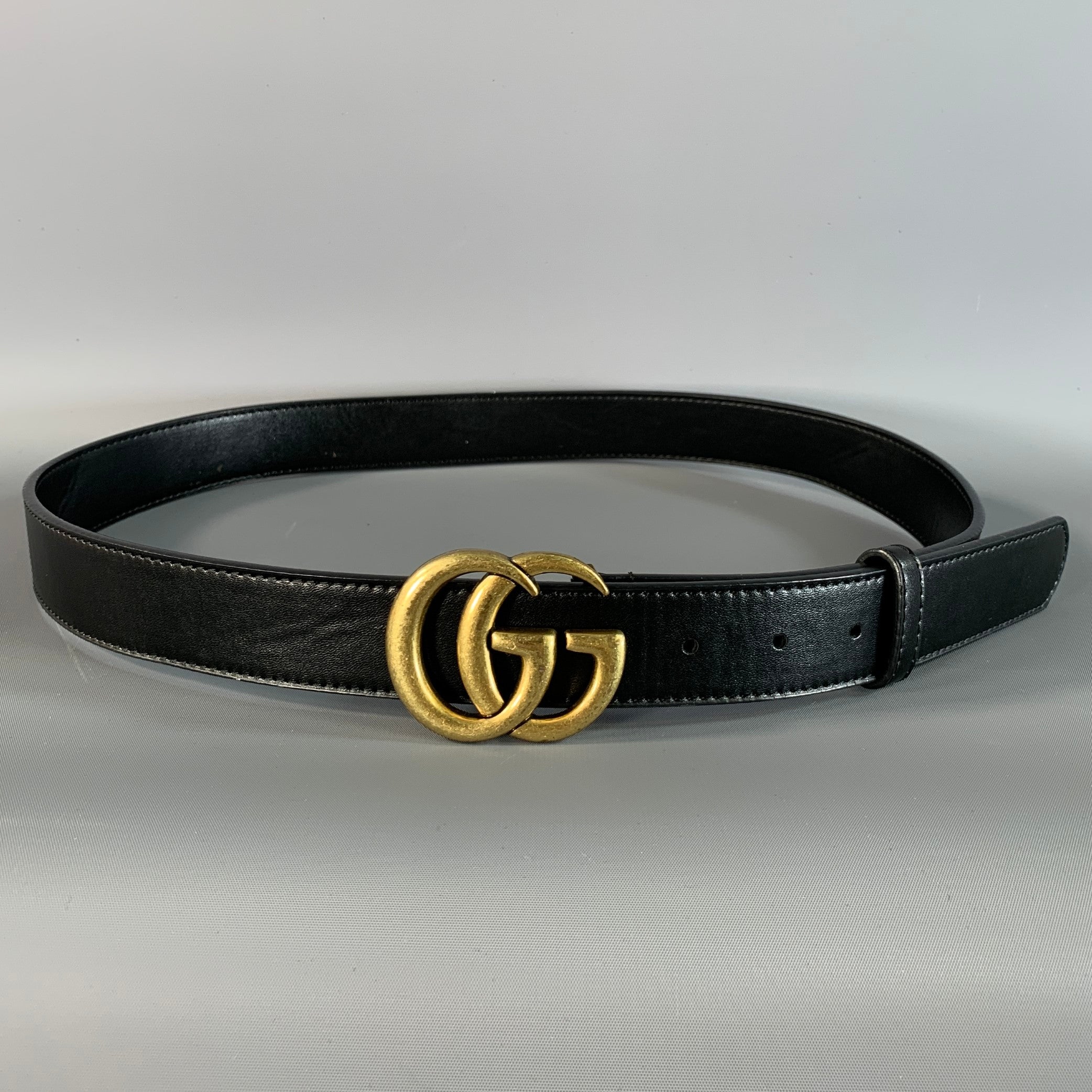 GUCCI Waist Size 34 Black Gold 409417 Leather Belt – Sui  display picture 3