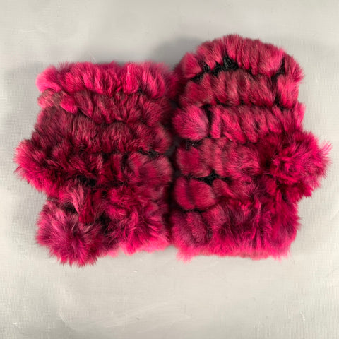 JOCELYN Size One Size Burgundy Knit Rabbit Gloves