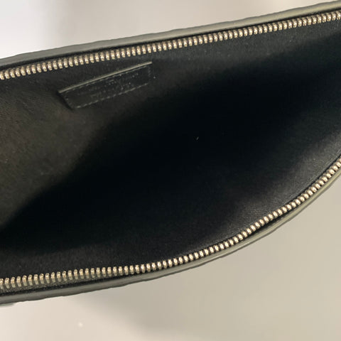 FERRAGAMO Navy Monogram Leather Wristlet Bag