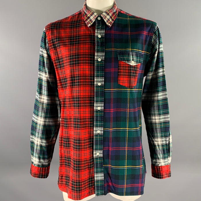RALPH LAUREN Size XL Red Blue Green Mixed Plaid Flannel Long Sleeve Shirt