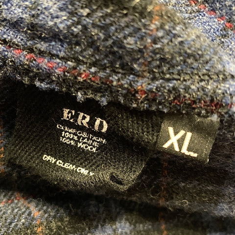 ENFANTS RICHES DEPRIMES SS2016 XL Navy Black Plaid Wool Long Sleeve Shirt