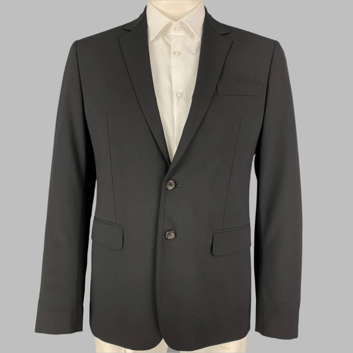 DSQUARED2 Size 44 Black Wool Blend Notch Lapel Sport Coat