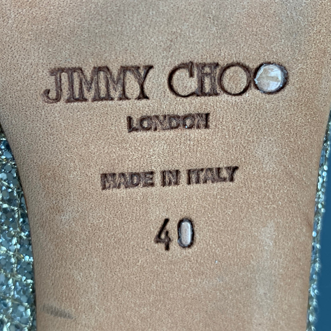 JIMMY CHOO Size 10 Silver Leather Slingback Pumps