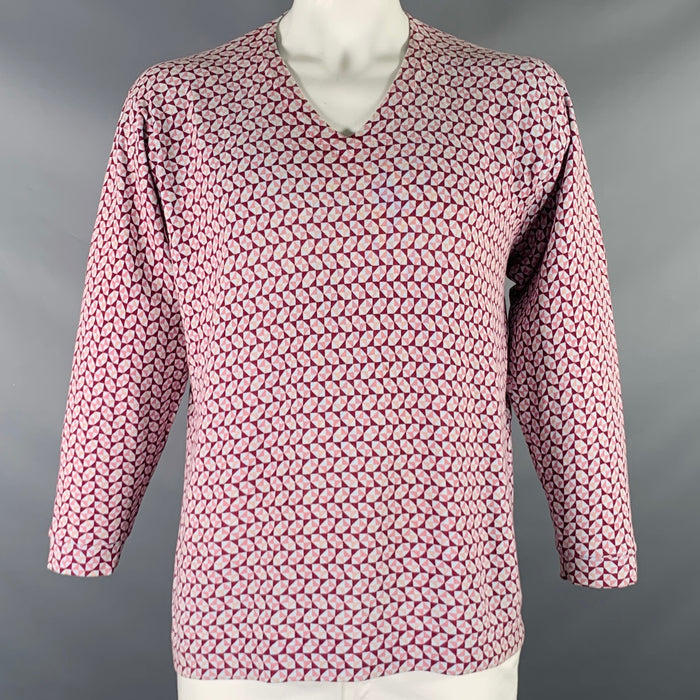 PAUL SMITH Size XXL Light Blue Multi Color Geometric Cotton Pullover