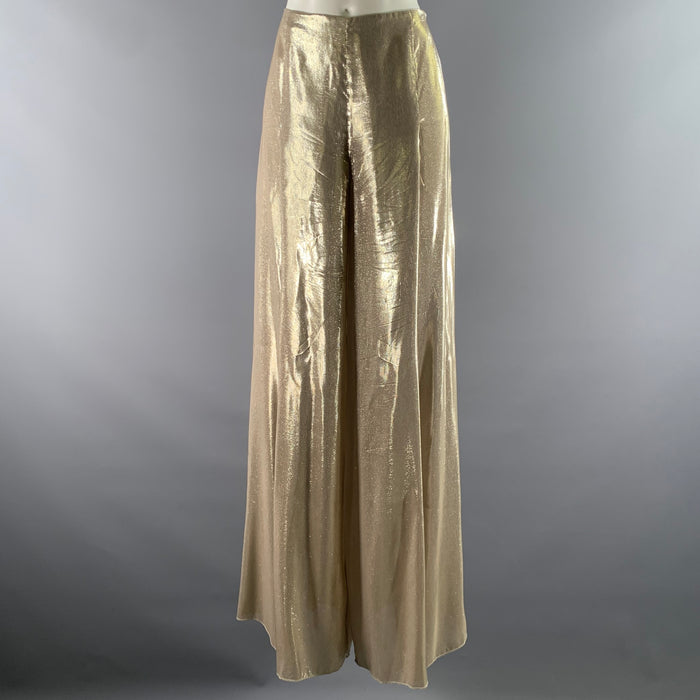RALPH LAUREN Size 8 Gold Silk Blend Shimmer Palazzo Pants
