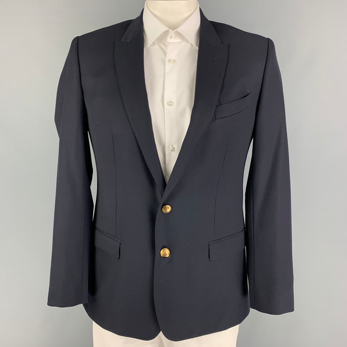 DOLCE & GABBANA Martini Talla 42 Abrigo deportivo regular de seda y lana azul marino