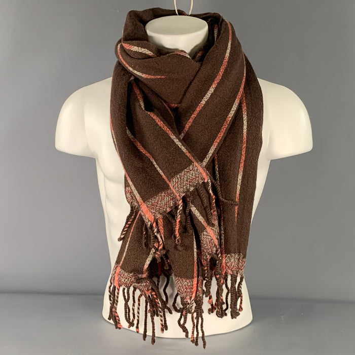 ISSEY MIYAKE Brown Orange Stripe Wool Scarves