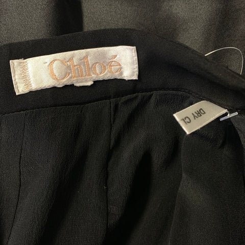 CHLOE Size 6 Black Silk Blend Ruffled Tiered Knee Length Skirt