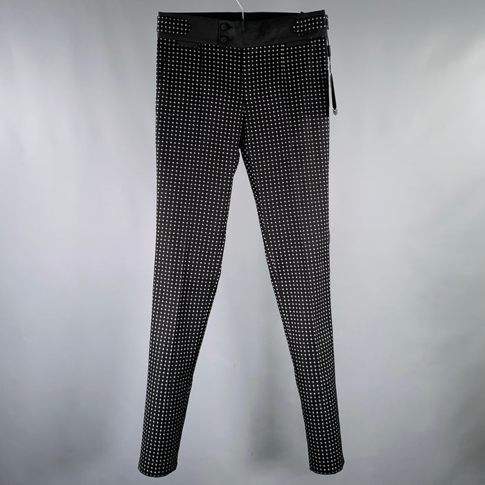 DOLCE & GABBANA Size 30 Black White Dots Cotton Blend Tuxedo Dress Pants