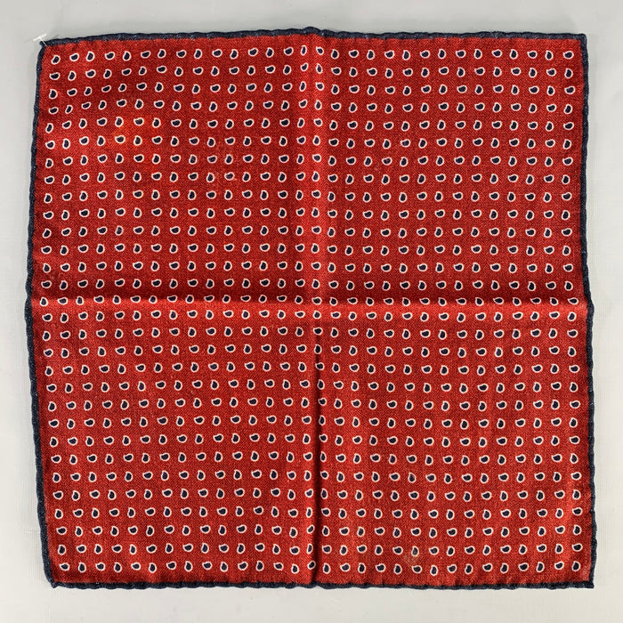 BRUNELLO CUCINELLI Burgundy Navy Paisley Pocket Square