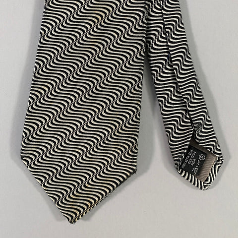 RICHARD JAMES SAVILE ROW White Black Waves Silk Tie