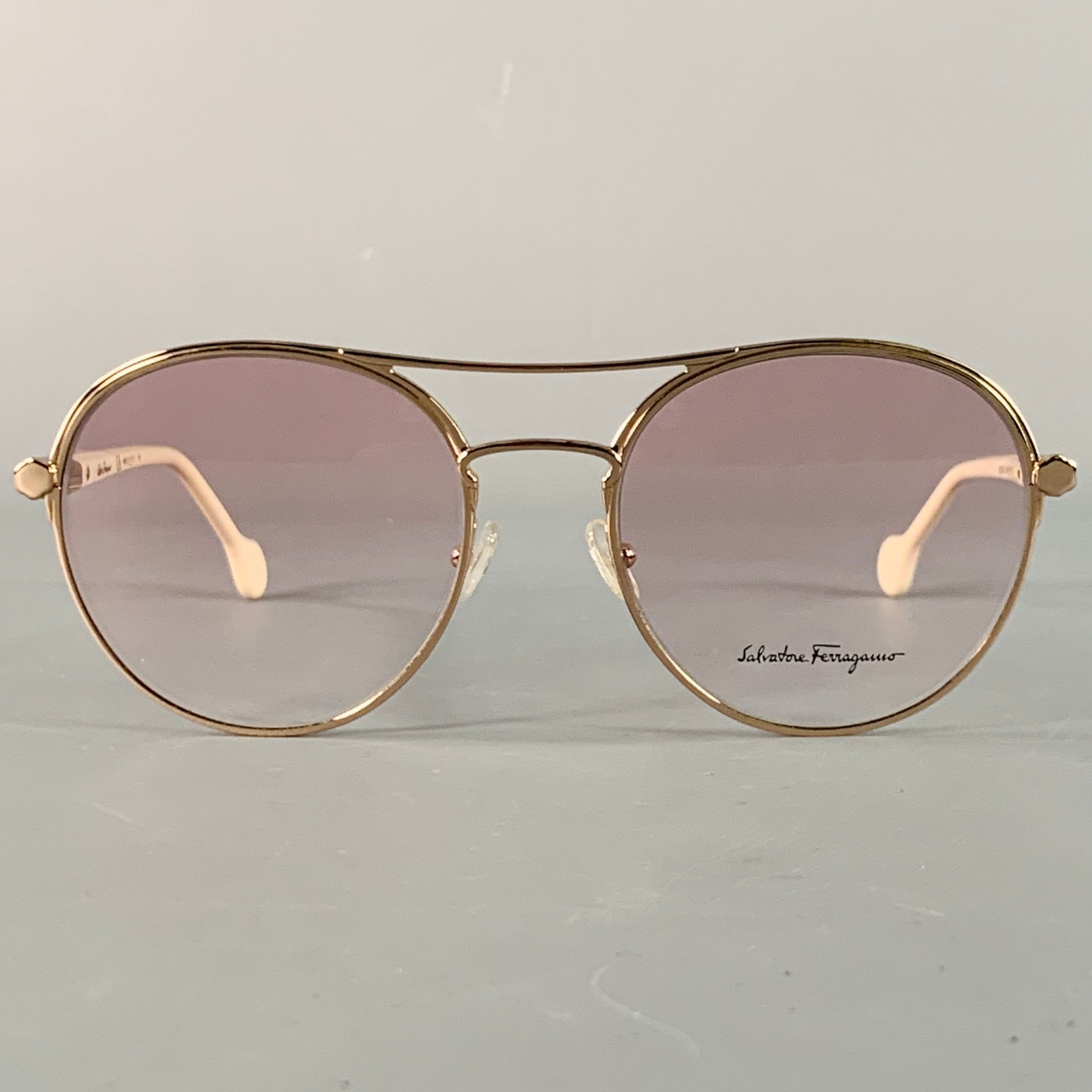 Salvatore Ferragamo Gold Aviator Sunglasses Ferragamo Classic Two-Tone Aviator – Eyedictive main image 2