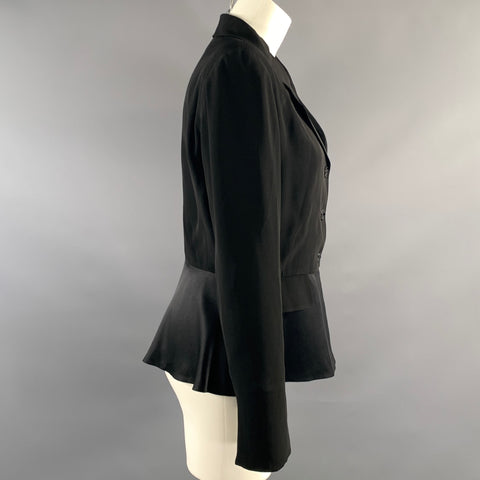 CHLOE Size 4 Black Silk Blend Notch Lapel Jacket