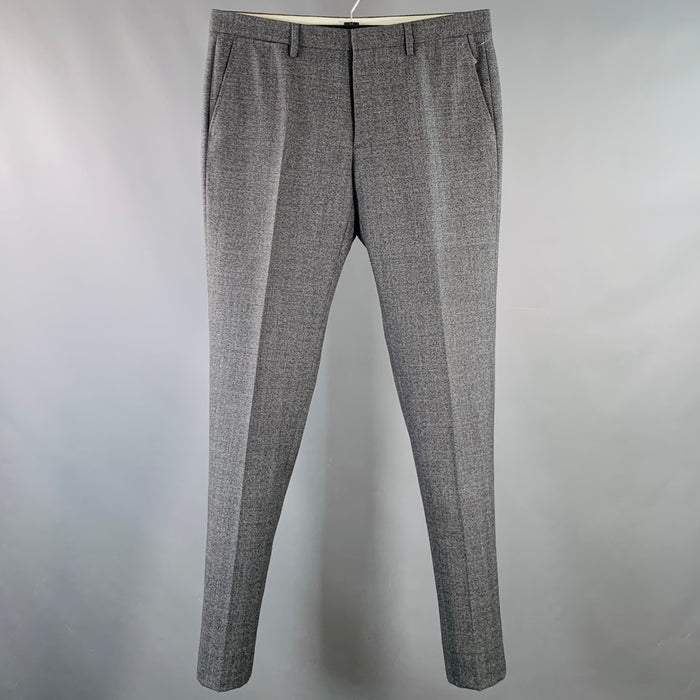CALVIN KLEIN 205W39NYC Size 36 Grey Blue Grid Wool Flat Front Zip Fly Dress Pants