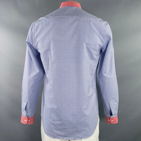 ETRO Size L Blue White Red Stripe Long Sleeve Shirt