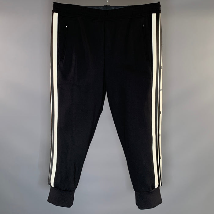 NEIL BARRETT Size 36 Black White Stripe Polyamide & Elastane Casual Pants
