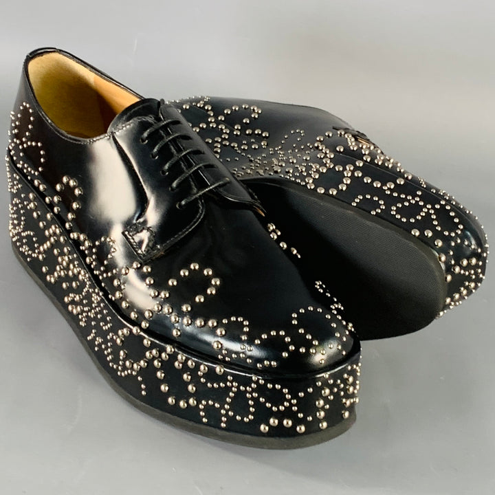 NOIR KEI NINOMIYA x CHURCH'S Size 8.5 Shannon 22 Black Floral Studded Platform Lace-up Shoes