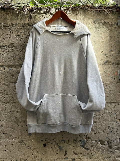ENFANTS RICHES DEPRIMES ERD XL Grey Patch Cotton Hooded Sweatshirt