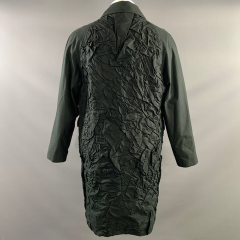 CHRISTOPHER O'BRIEN Size 38 Black Wrinkled Cotton Hidden Placket Coat