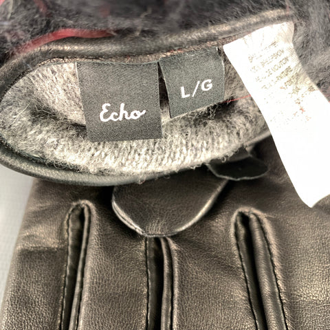 ECHO Size L Black Color Block Sheepskin Leather Gloves