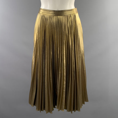 A.L.C. Size 2 Gold Polyester Metallic A Line Skirt