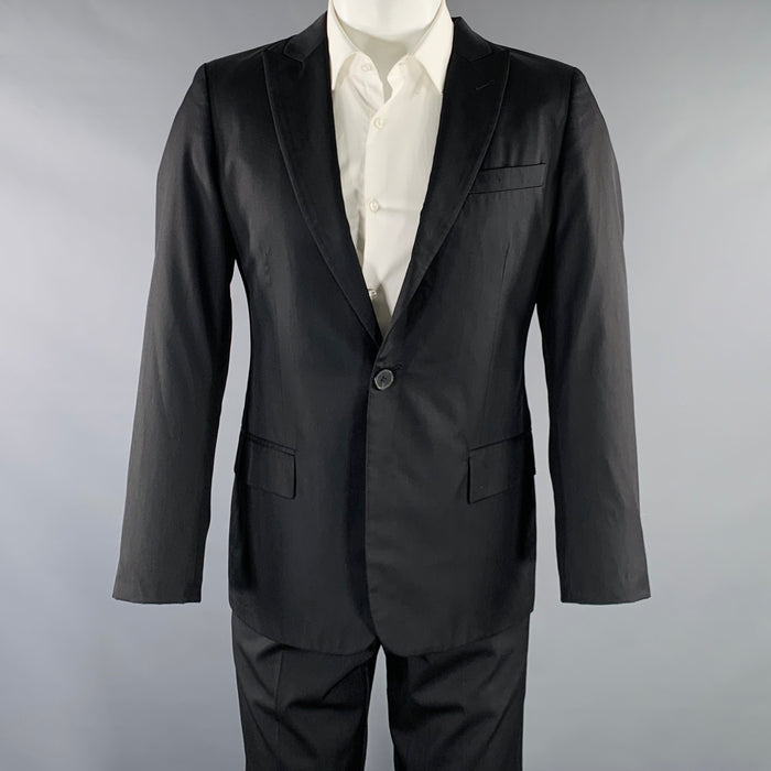 JEAN PAUL GAULTIER Size M Black Wool Silk Peak Lapel Suit
