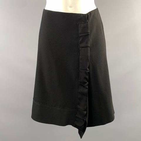 PRADA FW2006 Size S Acetate Blend Wrap Knee Length Skirt