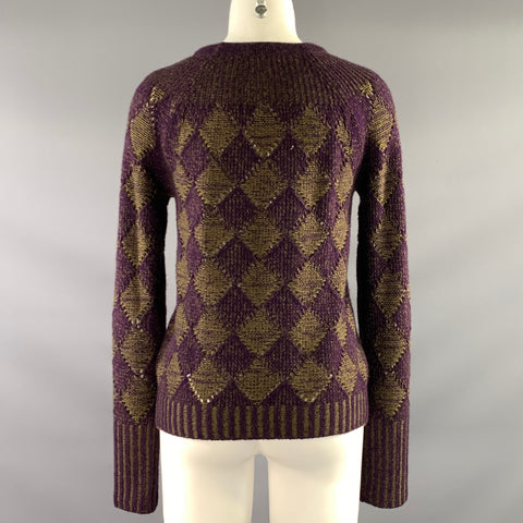 SISTER Size S Purple Olive Cashmere Diamond Pull On Sweater
