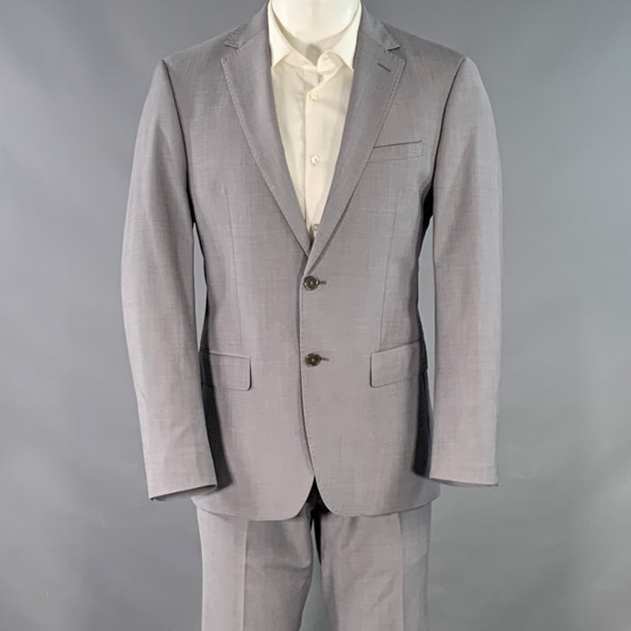 CALVIN KLEIN Size 40 Grey Wool Blend Single Breasted Notch Lapel Suit